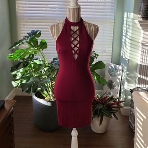 Forever 21 Cutout Mini Dress in Red Wine